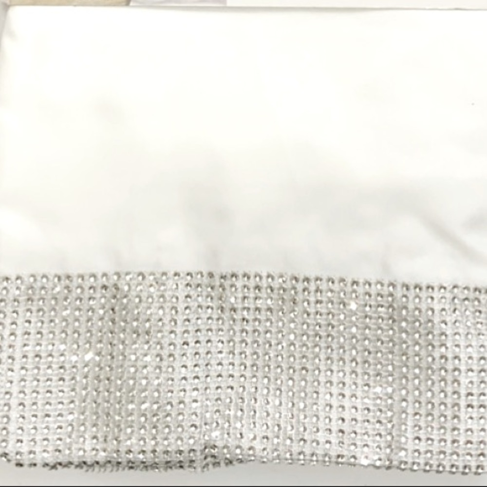 White Diamonds Shower Curtain Fabric Sparkling Rhinestones 72” x 72” White - Picture 6 of 14